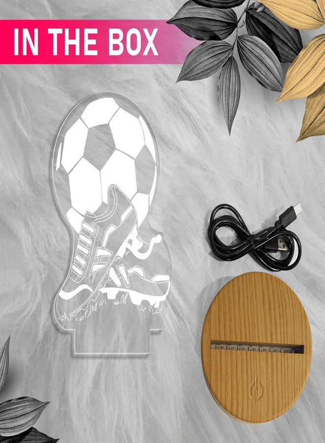 GIFTMEBAZAR 3D Illusion Football with Shoes Night Lamp with Warm White Light & On/Off Touch Button | USB Powered | Birthday Gifts for Footballer | Football Player Gift Lamp - Image 5